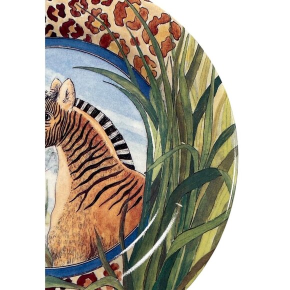 Gien France “Savane” Hand-Painted Zebra Porcelain Plate 15 cm Stamped - Picture 4 of 7